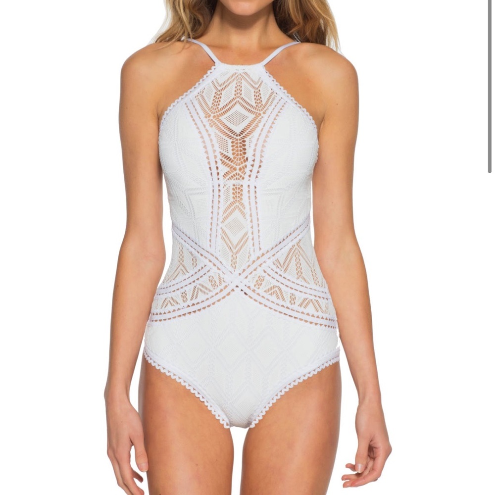 Becca Aurora Crochet One Piece Swimsuit size m